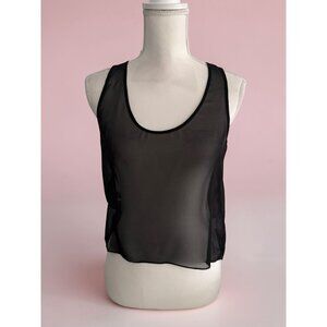 DIANE VON FURSTENBERG Black Sheer Crop Tank Top Size 6
